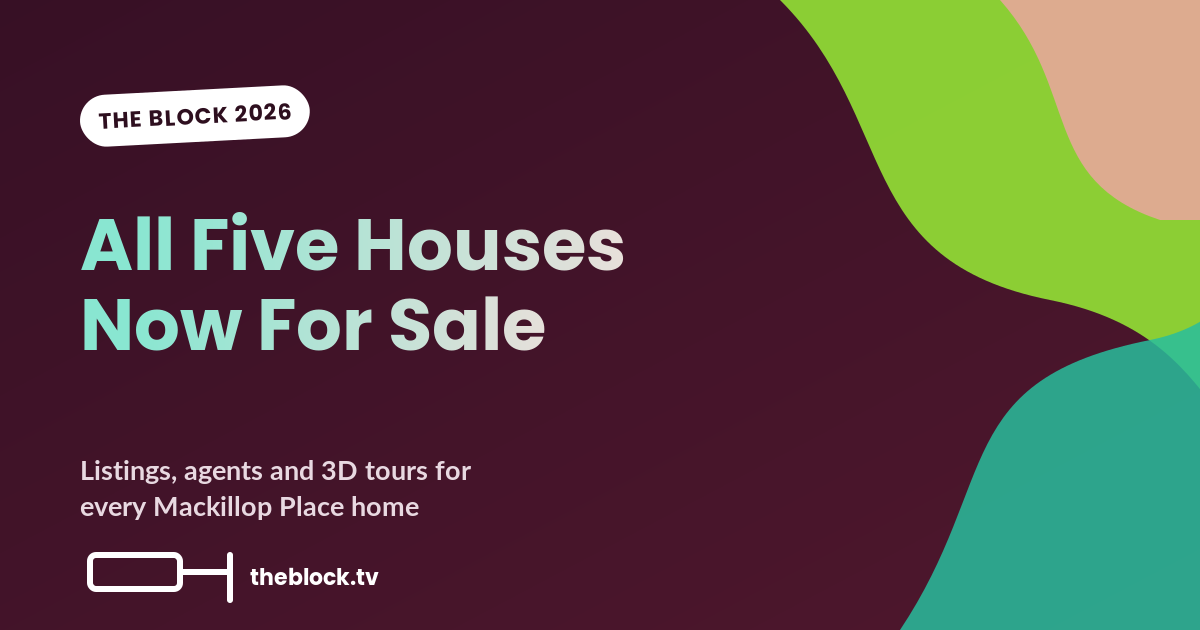 The Block 2026 houses for sale graphic, all five Mount Eliza listings, agents and 3D tours